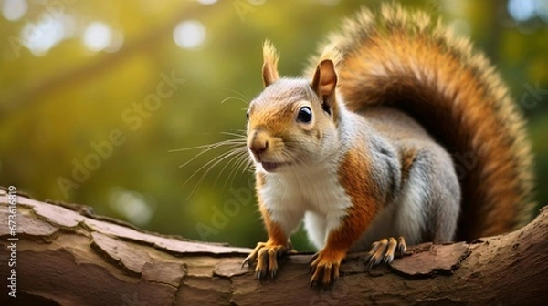 Fototapeta a squirrel on a log