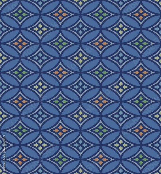 Fototapeta Japanese Ellipse Star Vector Seamless Pattern
