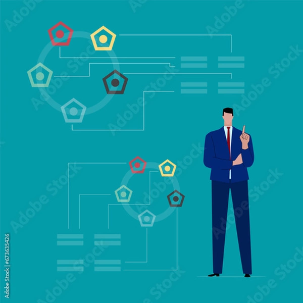 Fototapeta Investment asset allocation and balancing concept Businessman investors make pie charts to balance their portfolios to suit risk and return.