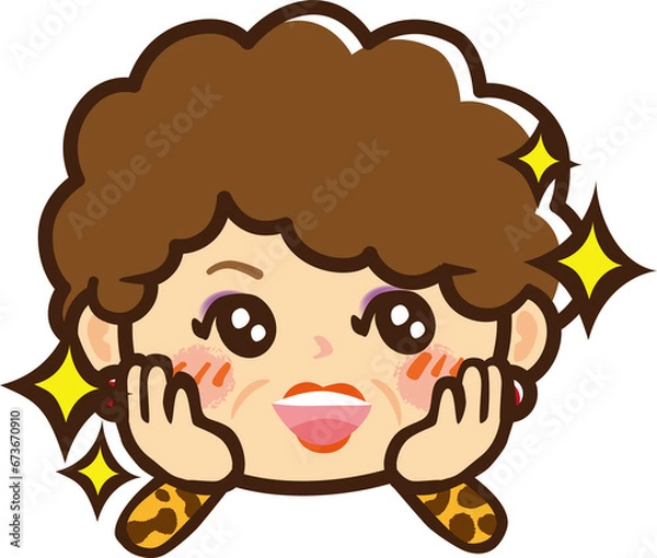 Fototapeta きらきらした表情の大阪のおばちゃんのイラスト