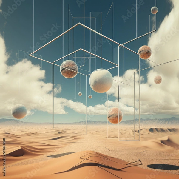 Obraz Geometric Mirage in Desert Sky