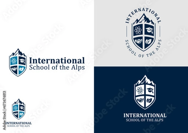 Fototapeta Vector university badge logo design concept