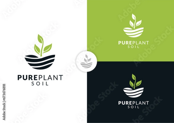 Fototapeta Vector soil and plant logo design concept