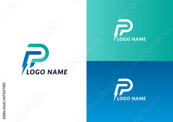Fototapeta Vector p bolt logo design concept