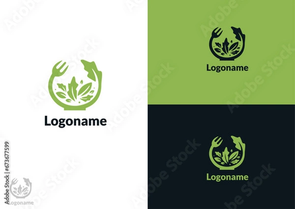 Obraz Vector salad bowl logo design concept