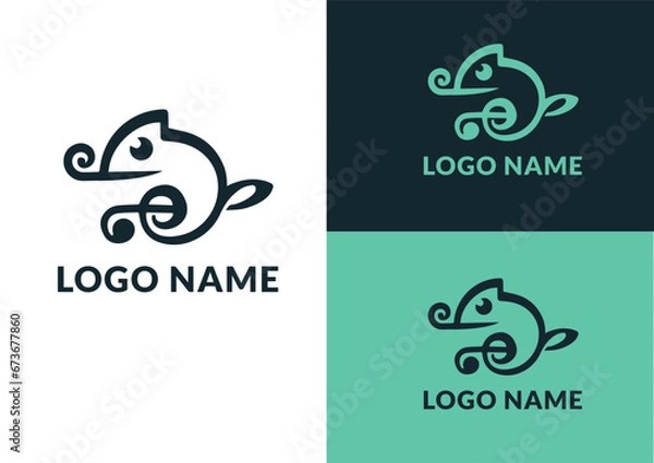 Obraz Vector chameleon and music logo design concept