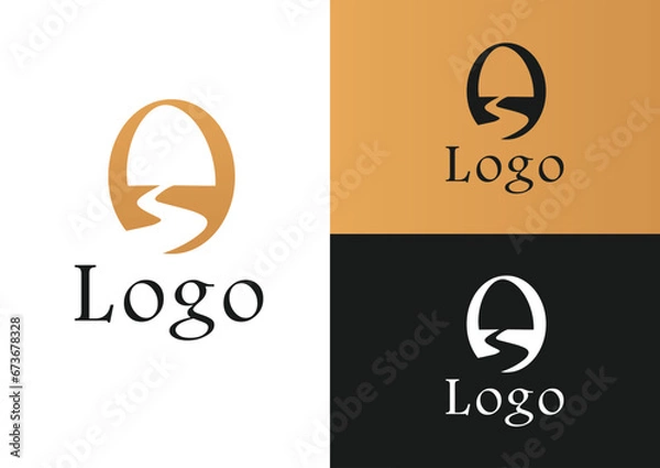 Fototapeta Vector minimal letter o path logo design concept