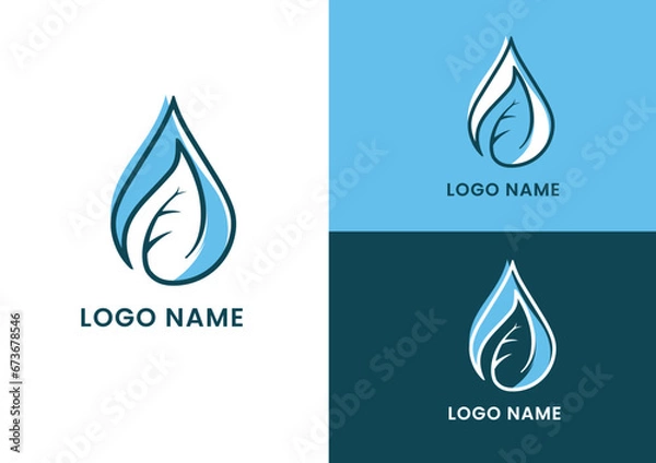 Fototapeta Vector water drop and leaf logo design concept