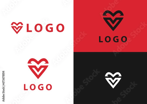 Fototapeta Vector v heart shape logo design