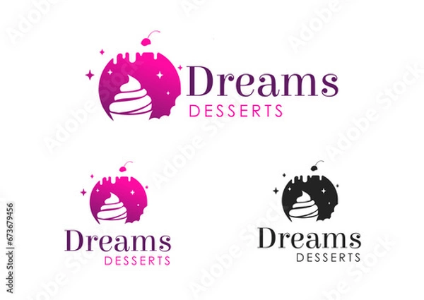 Fototapeta Vector dreams desserts logo design