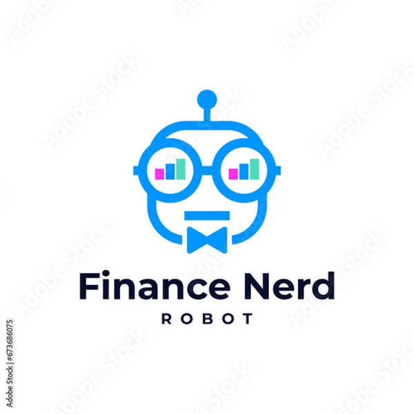 Obraz ROBOT FINANCE NERD AUTOMATIC SOFTWARE LOGO VECTOR ICON ILLUSTRATION