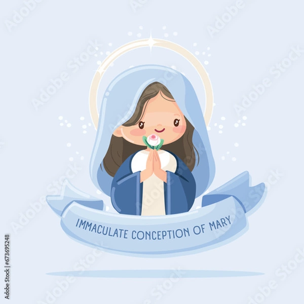 Fototapeta Feast of the Immaculate Conception. Virgin Mary praying with a flower