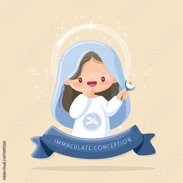 Fototapeta Feast of the Immaculate Conception. Virgin Mary happy with a flower