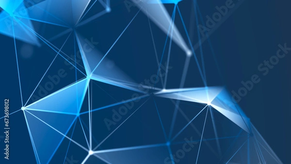 Fototapeta Abstract digital communication points. Technological background. Network connection structure. Color plexus effect. 3D