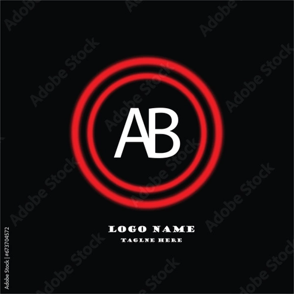 Obraz A B Logo.  Letter Design Template Vector with Black Red Color Initial letters  logo template design in multiple shapes. Logo icon design template elements, monogram, Linear  letter logo.