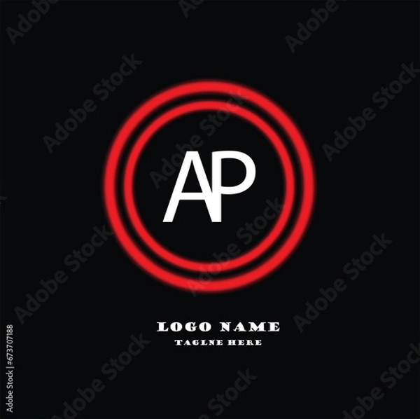 Obraz A P Logo. AP Letter Design Template Vector with Black Red Color Initial letters AP logo template design in multiple shapes. Logo icon design template elements, monogram, Linear AP letter logo.