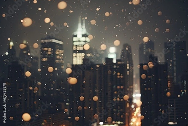 Fototapeta City street, heavy raning