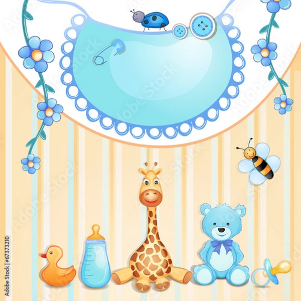 Obraz Baby shower card with toys.
