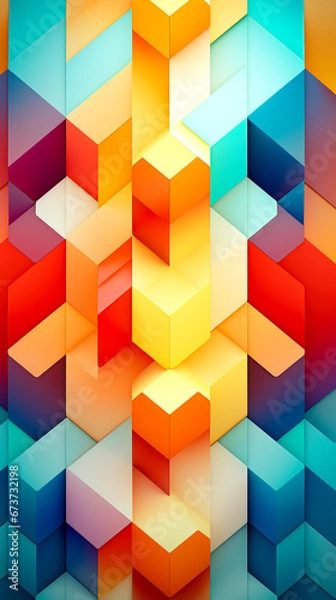 Fototapeta Artistic geometric shapes in bright colors provide a contemporary style backdrop, created with Generative AI technology.