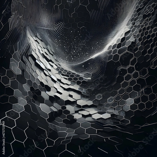 Fototapeta Abstract Black of Futuristic Surface Honeycom Hexagon