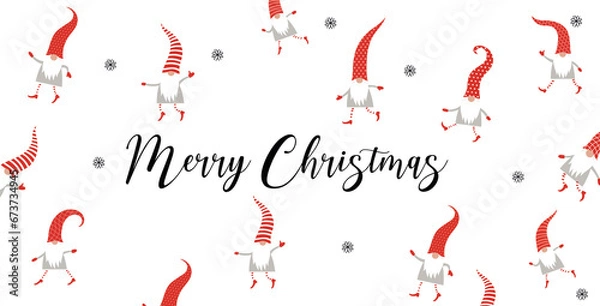 Obraz Cartes de noel, Merry Christmas, Gnomes, sapin, lutin