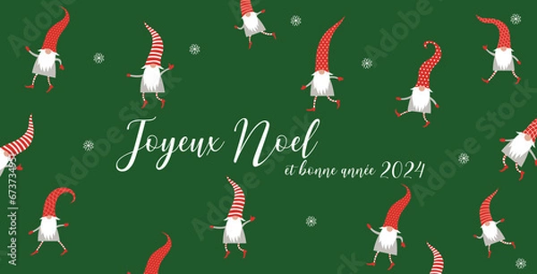 Obraz Cartes de noel, Merry Christmas, Gnomes, sapin, lutin
