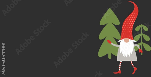 Obraz Cartes de noel, Merry Christmas, Gnomes, sapin, lutin
