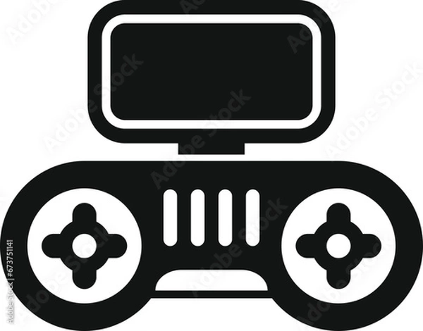 Fototapeta Drone control joystick icon simple vector. Mobile smart remote. Aircraft communication