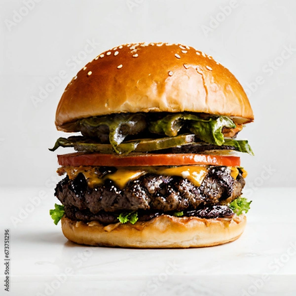 Obraz hamburger on black background