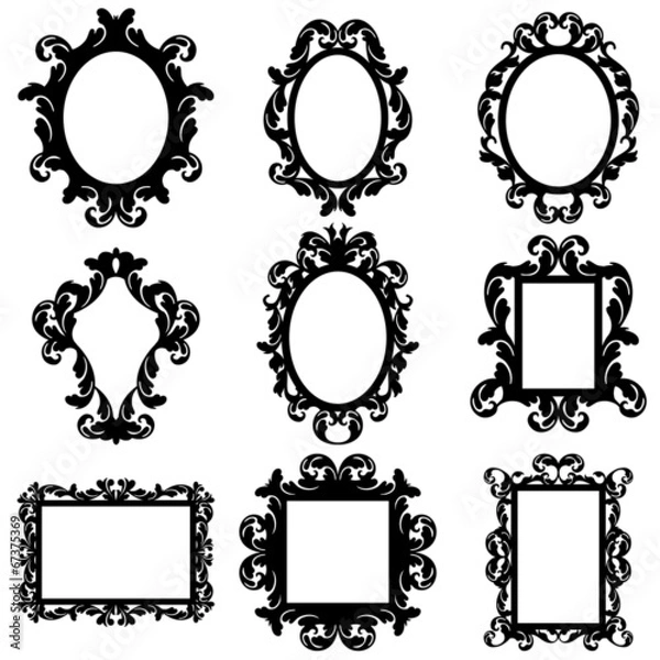 Obraz Vector Set of Baroque Frame Silhouettes