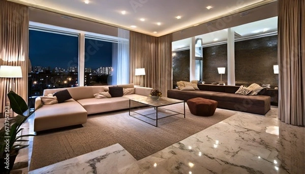 Fototapeta 裕福な家庭のリビングルーム
