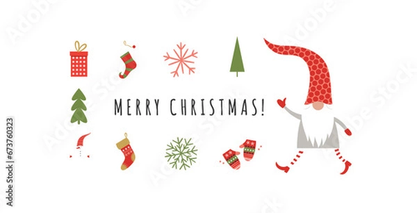 Obraz cartes de noel, merry christmas, 2024, gnomes de noel, noël, carte, vecteur, cadeau, vacances, illustration, père noël, dessin animé, célébration, hiver, content, joyeux, conception, saluer, fun, art,
