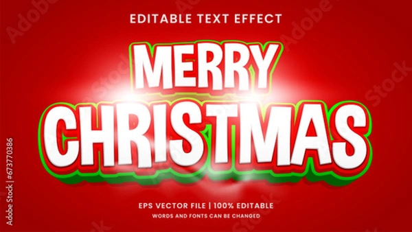 Fototapeta Merry christmas 3d editable text effect