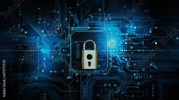 Fototapeta Abstract Cyber Security Lock & Key. Data Protection Artwork.
