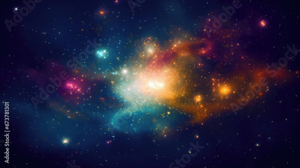 Fototapeta Cosmic space background with nebula and stars. Vector illustration
