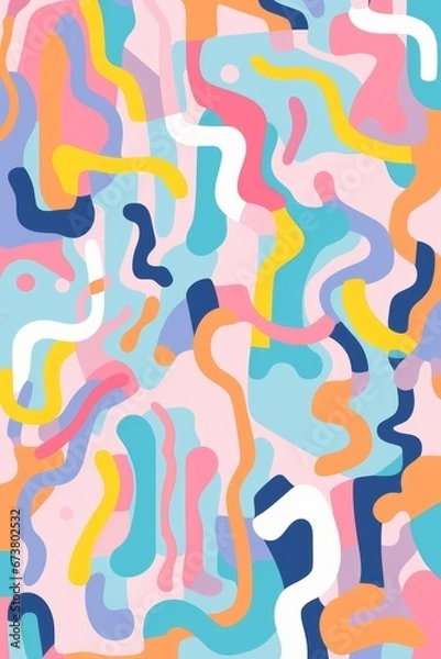 Fototapeta Pastel Shapes on White Background. Playful Abstractions with Simple Forms.