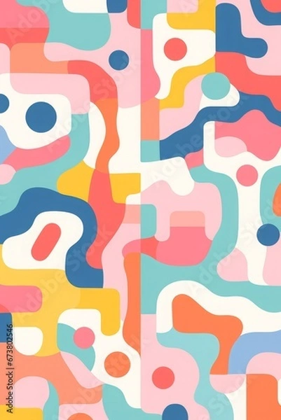 Fototapeta Pastel Shapes on White Background. Playful Abstractions with Simple Forms.