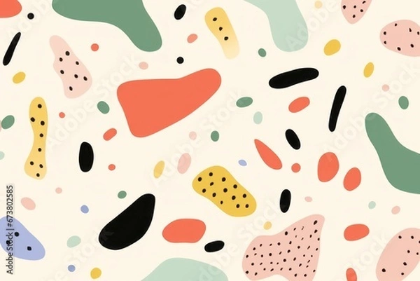 Fototapeta Pastel Shapes on White Background. Playful Abstractions with Simple Forms.