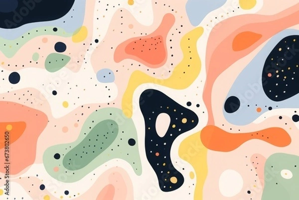 Fototapeta Pastel Shapes on White Background. Playful Abstractions with Simple Forms.