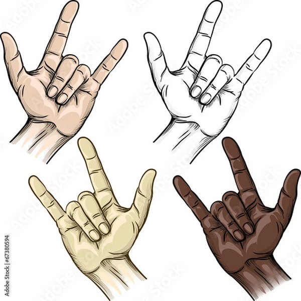 Obraz Unity and horns gesture