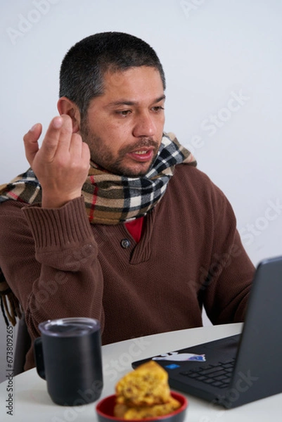 Obraz Task-Oriented Man Working on PC