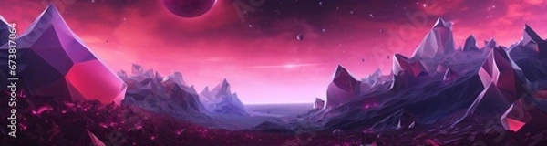 Fototapeta Purple Space Landscape with Vibrant Objects