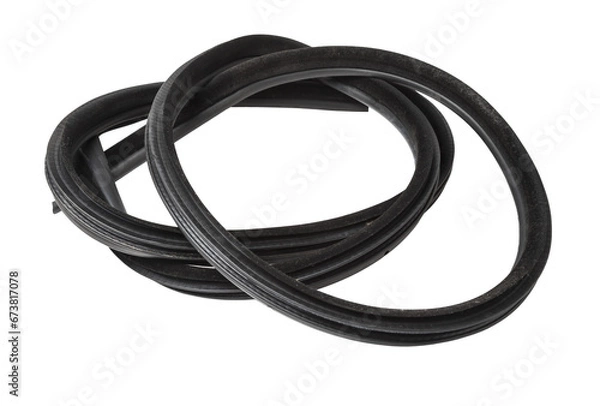 Fototapeta Rolled up black rubber sealant for elements of the car body, doors or trunk, for noise insulation, thermal and sound, preventing heat loss in the car interior. Sealing gasket for repair in a workshop.