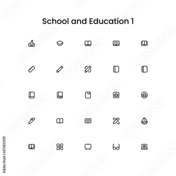 Fototapeta School and Eduction. Level-up your project by using a wonderful outline icons.