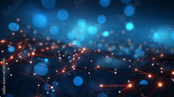 Fototapeta Interconnected 3D Dot Network. Abstract Technology Visualization.