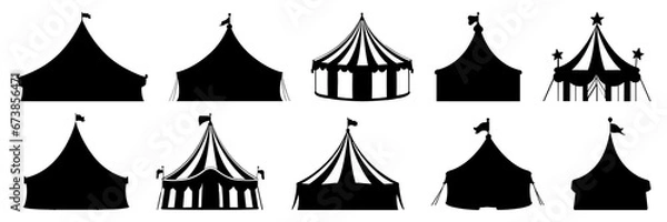 Fototapeta Circus silhouettes set, large pack of vector silhouette design, isolated white background