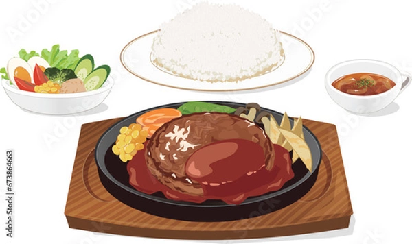 Fototapeta ハンバーグセット