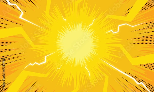 Fototapeta Komiks boomowy z efektami kreskówki błyskawicy i eksplozji