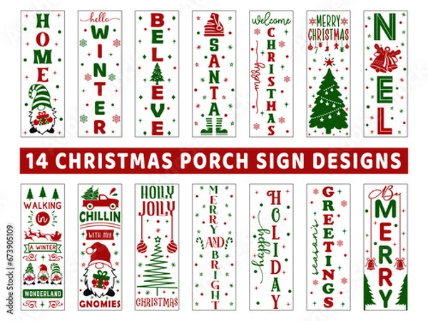 Obraz Christmas Porch Sign Door SVG Design Bundle
