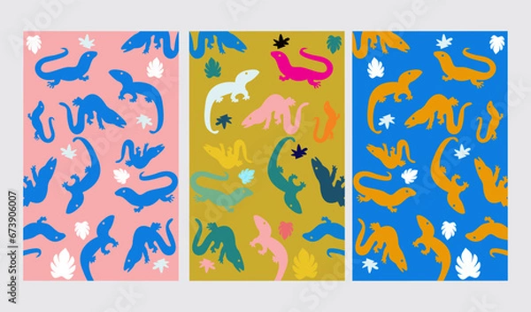 Fototapeta Gecko vector various types collected into one page